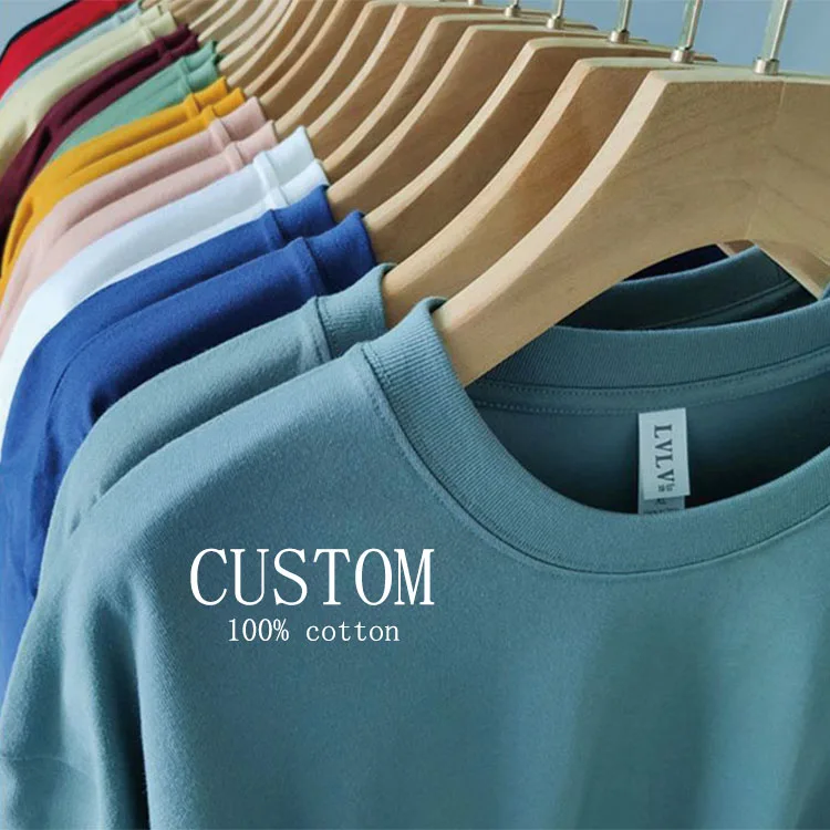 

Tall Custom 180g Drop Shoulder Round Neck T Shirt Customized High Quality Thick Cotton Logo Printing Embroidered Men's T-Shirts