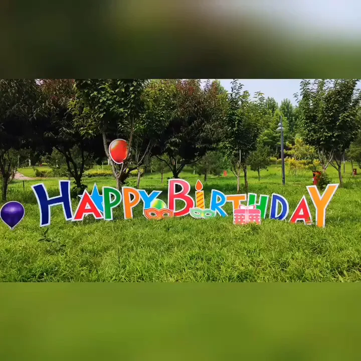 Outdoor Lawn Letters Set With Stakes,Happy Birthday Pp Yard Signs