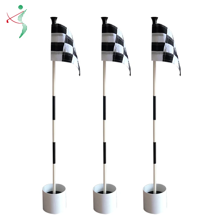 

Portable 5-Section Design Stripped Fiberglass Flag Stick Tube with Golf Flag and Golf Putting Cup