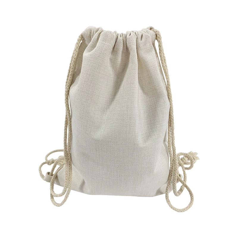 

Sublimation Blank Linen Cotton Drawstring Bag Backpack, Natural