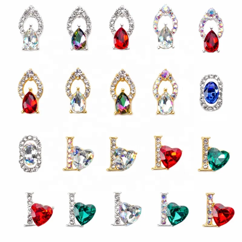 

Paso Sico Irregular Shape Shimmer AB Red Heart Alloy Luxury Nail Art Decorations Diamond Stone For Bride Designs