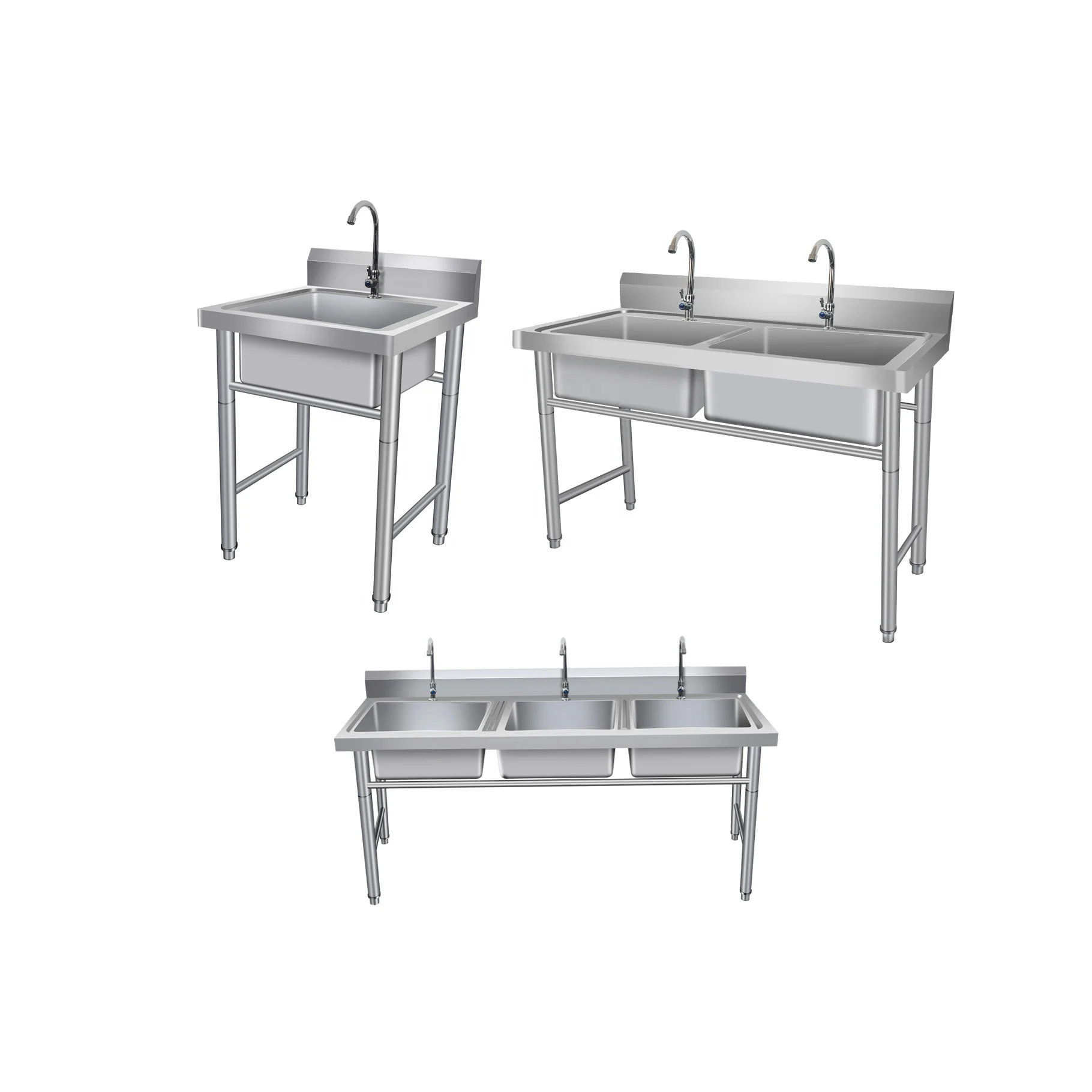 
Industrial Restaurant Commercial Stainless Steel Kitchen Sink With Backsplash 