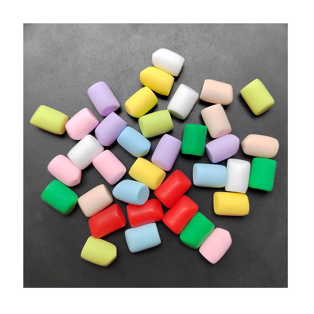 

100Pcs/Lot Doll House Miniatures Marshmallow Candy Dessert Flatback Resin Cabochons Slime Charms For Holiday Party Decoration