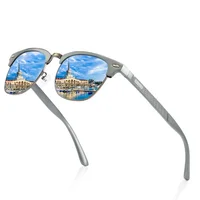 

Sun shade fashion stylish customized new arrival half frame glasses men women unisex club master aluminum magnesium sunglasses