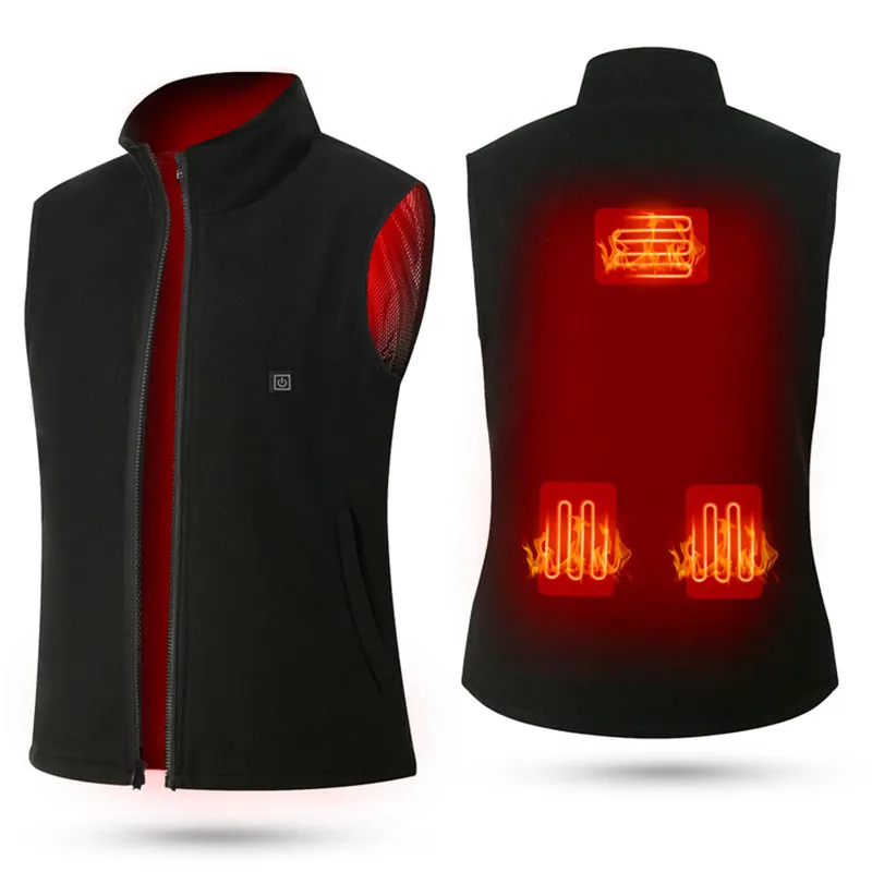 

Safety Washable Men's Usb Rechargeable Heated Jacket Battery 7.4v Sleeveless Fleece Warming Heating Vest, Black/customized