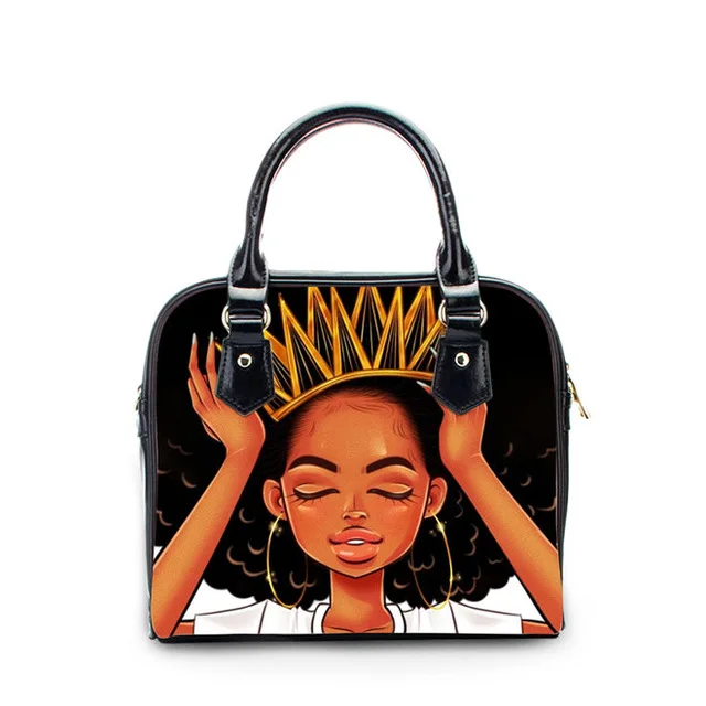 

Fashion 3D Black Art Magic Girl Print PU Leather Customized Shoulder Handbags Women Hand Bags 2020 Handbags Set Females Bolsa, Accept custom made