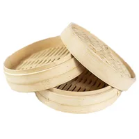 

Premium 10 Inch Handmade Bamboo Steamer Two Tier EXTRA DEPTH Baskets Dim Sum Dumpling Bao Bun Chinese Food Steamers Steam Basket