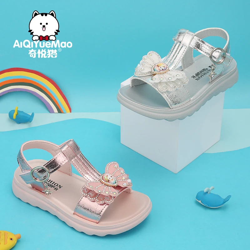 

China Manufacturer New girls' shoes sandals baby soft-soled beach sandals kids sandals girls for children, Pink, silver, gold