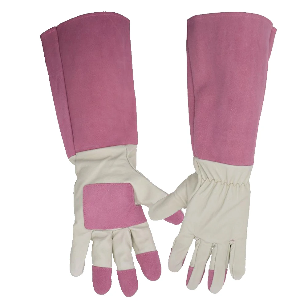 

HANDLANDY Durability Pink Pigskin Leather Garden Gloves With Claws For Digging Planting, Pink/any customized color