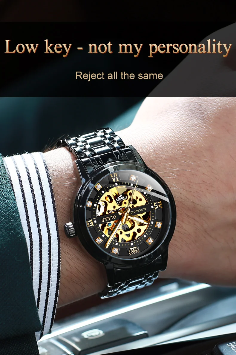 olevs 9901 business mechanical wristwatches men watches hollow