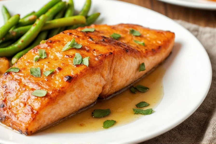 Honey ginger salmon served with rice and roasted vegetables