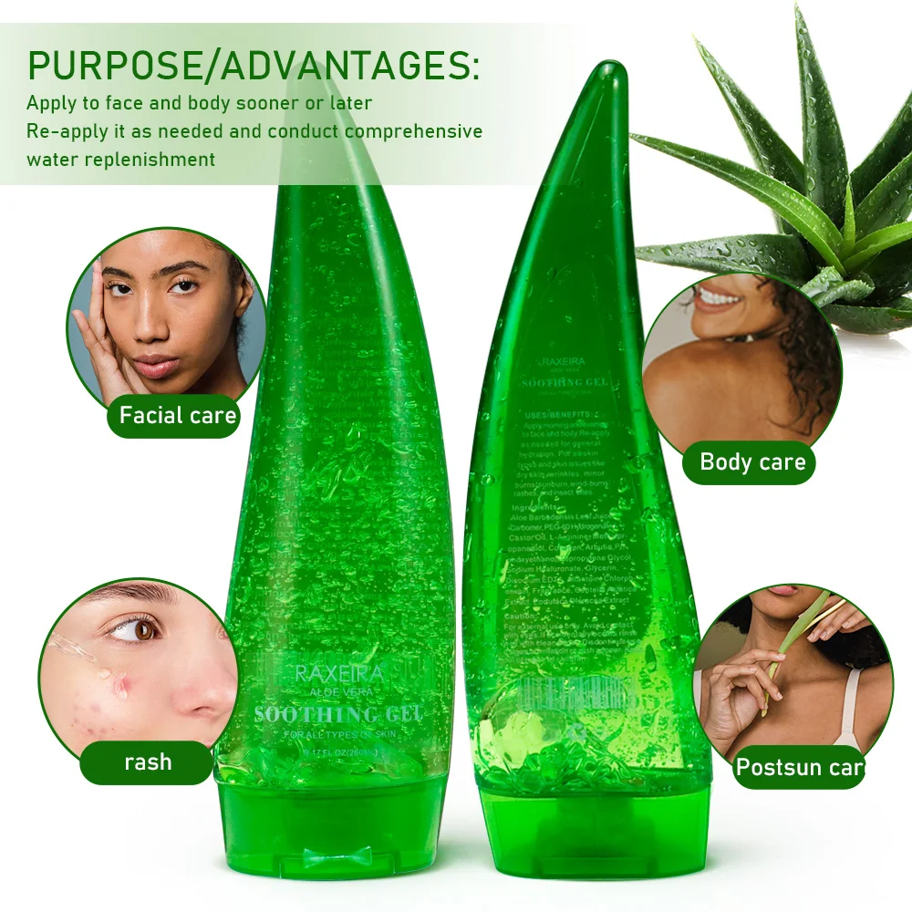 

99.85% Aloe Vera Sunburn Relief Moisturizing Gel Unisex Face Alovera Gel Facial & Body Moisturizer 3 Years Skin Beauty Product