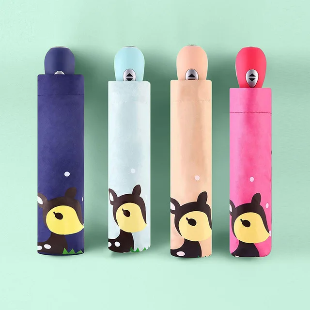 

Cute cartoon kids umbrella automatic folding umbrella black glue advertising umbrella custom logo