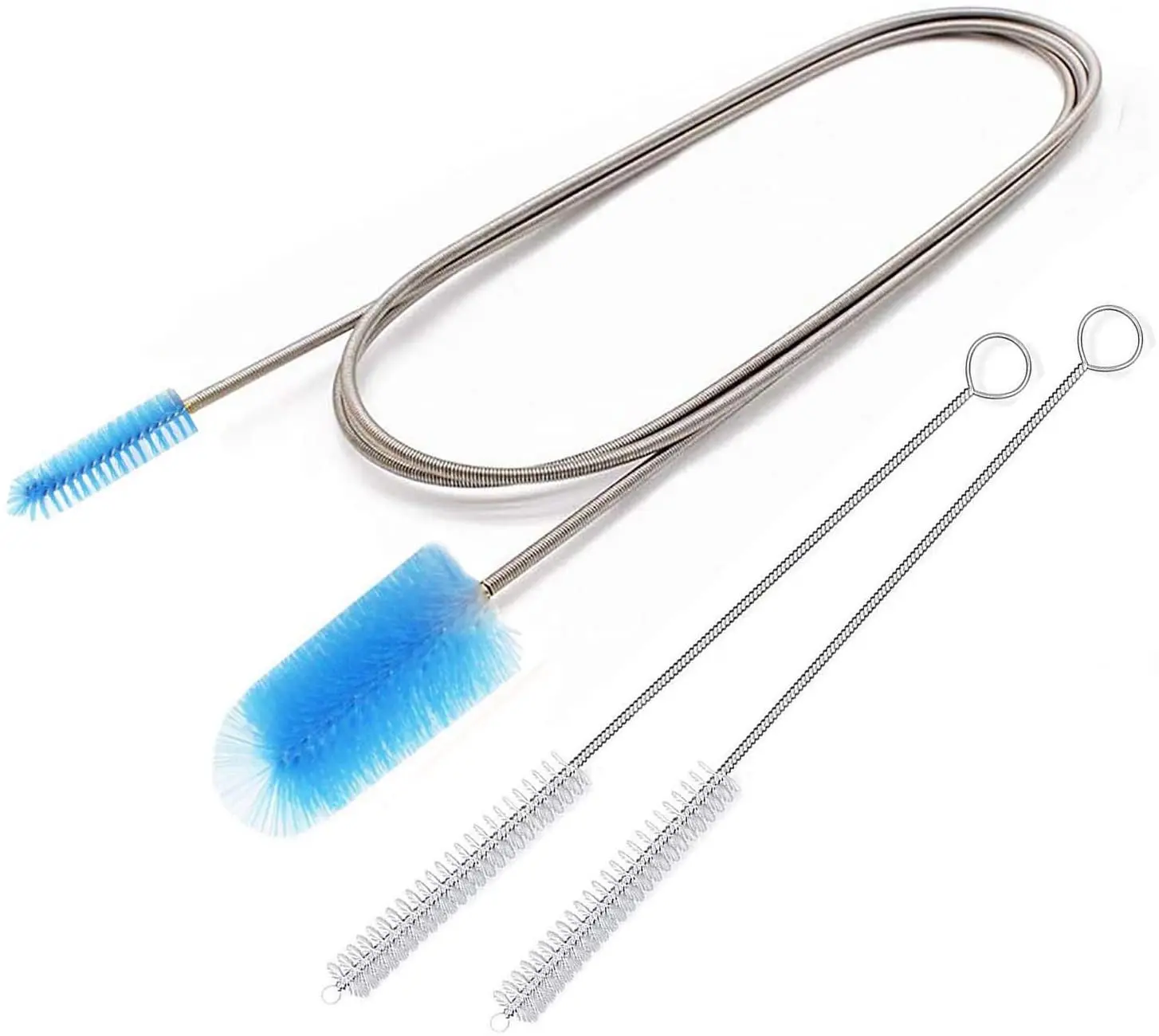 

Fleible Nylon Strip Brush Kitchen Sink Aquarium Fish Tank Pipe Hose Double Head Pipe Stainless Steel Spring Cleaning Brush, Yellow, blue, black, white and so on