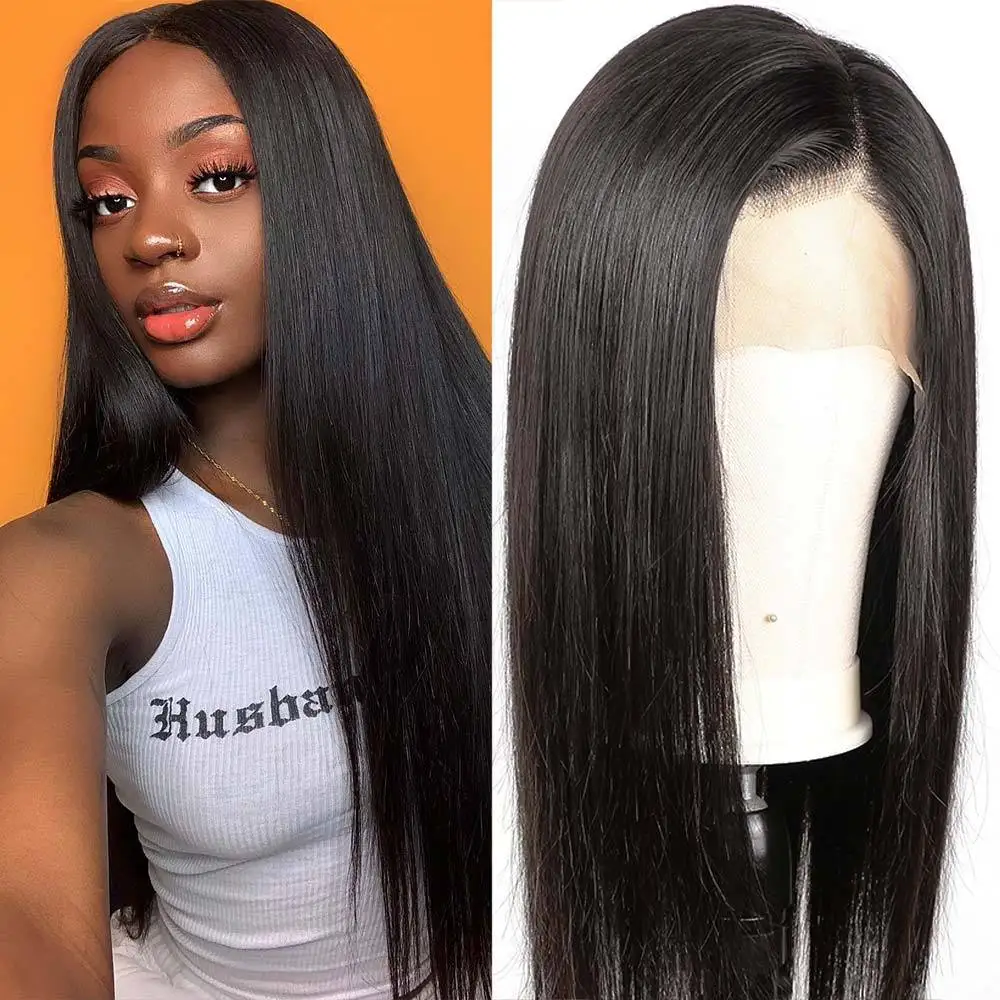 black straight human hair wig