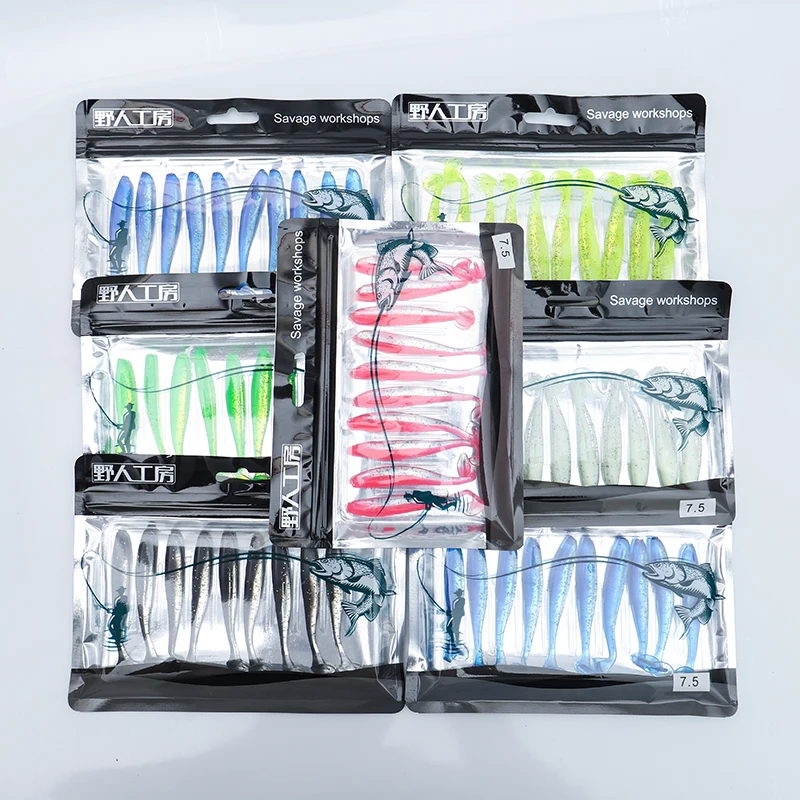 

wholesale plastic lure 3D multiple colors T tail Soft Lure artificial fishing bait
