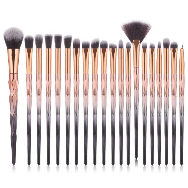 

High Quality Popular Custom Logo 20pcs Private Label Fashional Makeup Brush Set, Gradient gray, gradient white, gradient purple