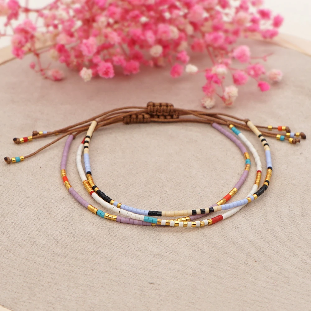 

Go2Boho Miyuki Beaded Bracelet for Women Delica Beads Simple Pulseras Femme Jewelry Friendship Bijoux Adjustable Rope Bracelets, Multi-color
