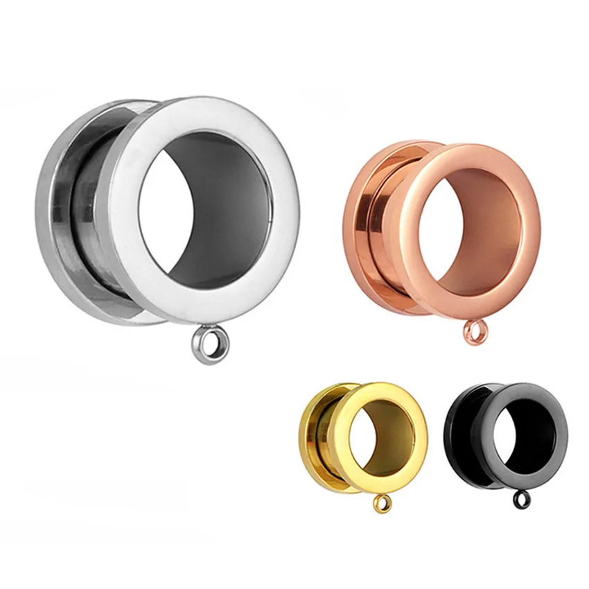 

Hot Sale 316L Stainless Steel DIY Ear Gauges Stretcher Ear Flesh Tunnles Piercing Body Jewelry with Different Colors, Steel gold rose gold black