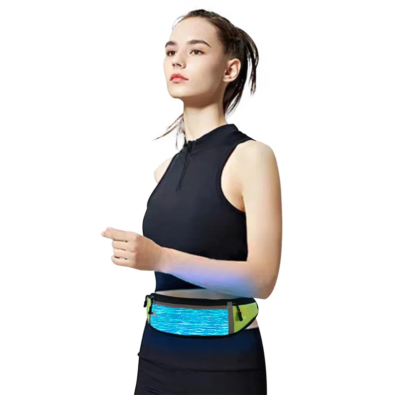 

Outdoor led light up motorcycle fanny pack luminous fiber optic waist wallet hip pouch bag for men, White customized color