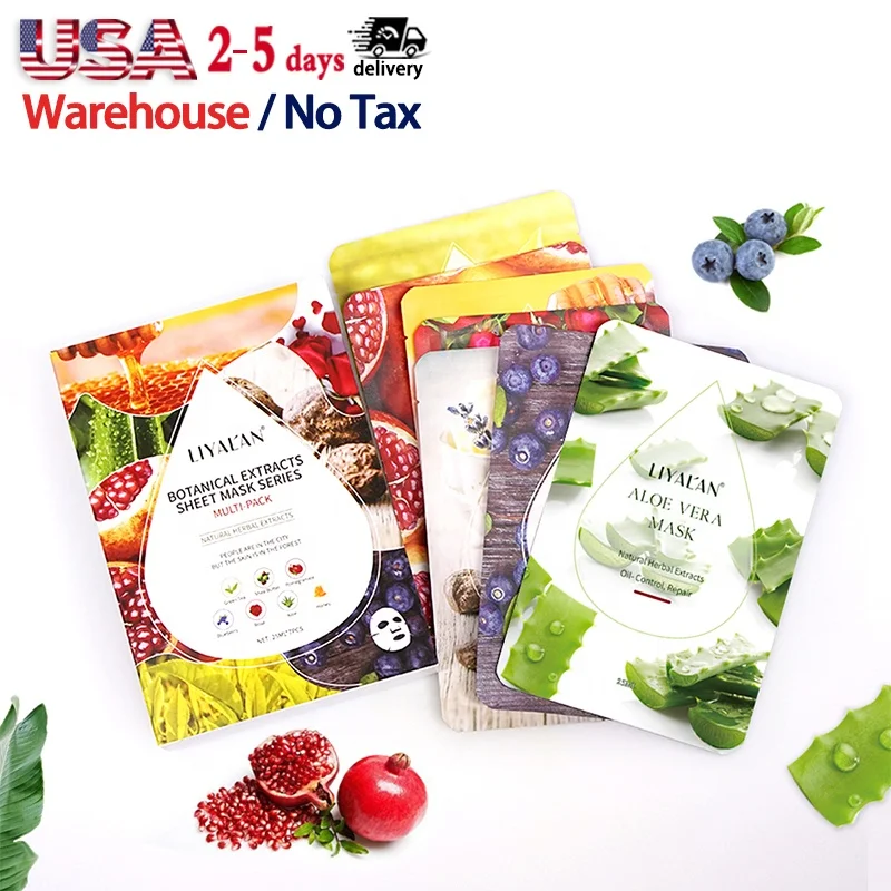 

OEM Facial Skin Whitening Face Skin Care Sheet Mask 7PCS Natural Plant Fruit Organic Facial Mask