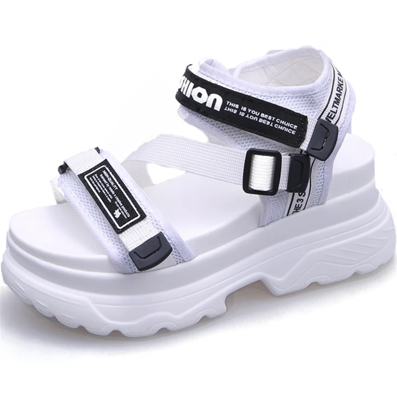 

2021 Gladiator Women Sandals New Wedge Platform Sandals Women Thick Sole Chunky Shoes White Black Shoes Woman for Summer