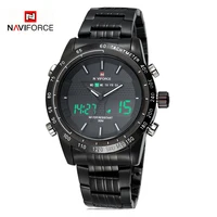

NAVIFORCE 9024 Brand Watch Top luxury 2 time zone digital quartz clock full steel 8 colors waterproof sports military led watch
