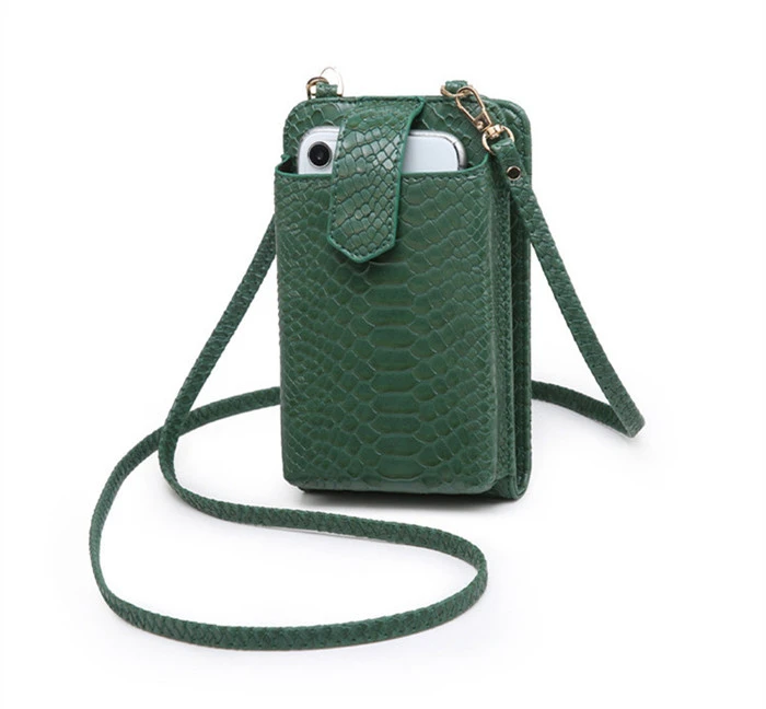 

Ins hot sales python print leather cell phone multifunctional crossbody bag mobile phone card holder wallet mini bags for ladies