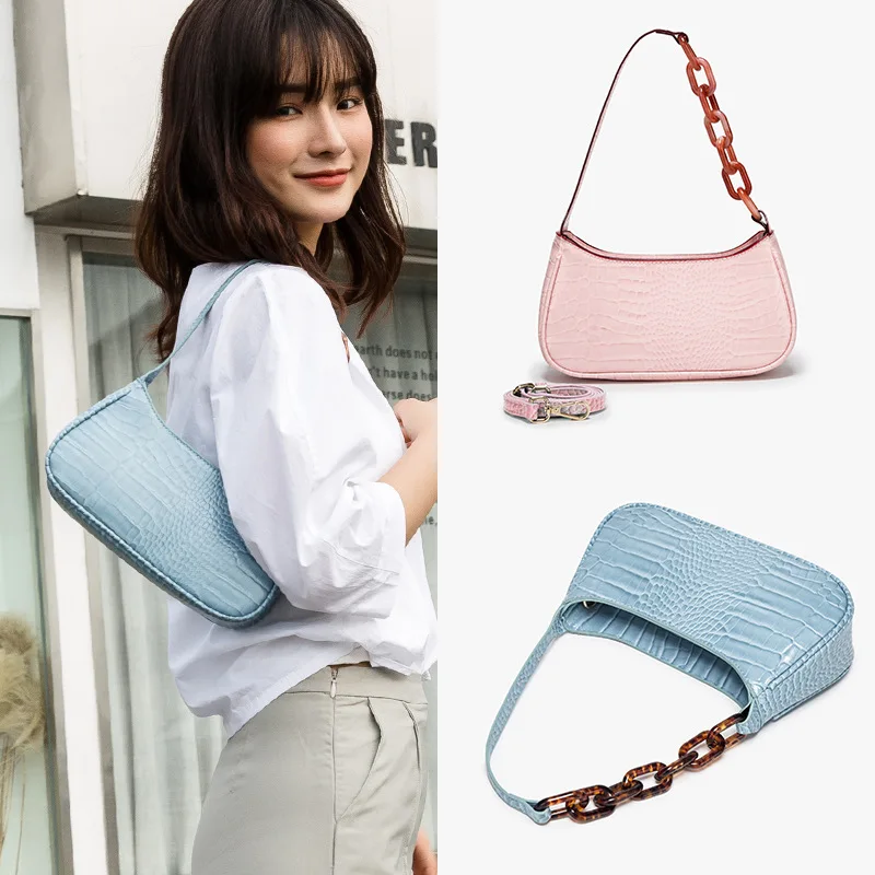 

Most popular luxury bags women handbags 2021 new fashion crocodile womens bag acrylic chain underarm shoulder hand bag, White,black,pink,blue