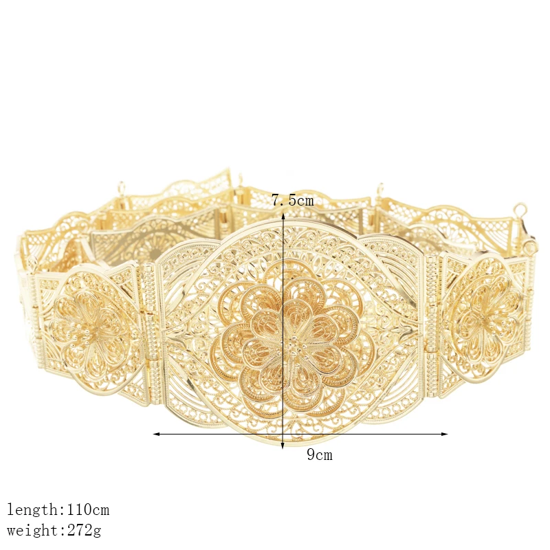 
Perfect flower shape design belt chic female waist chain gold color abaya belly chain gold jewelry belt 