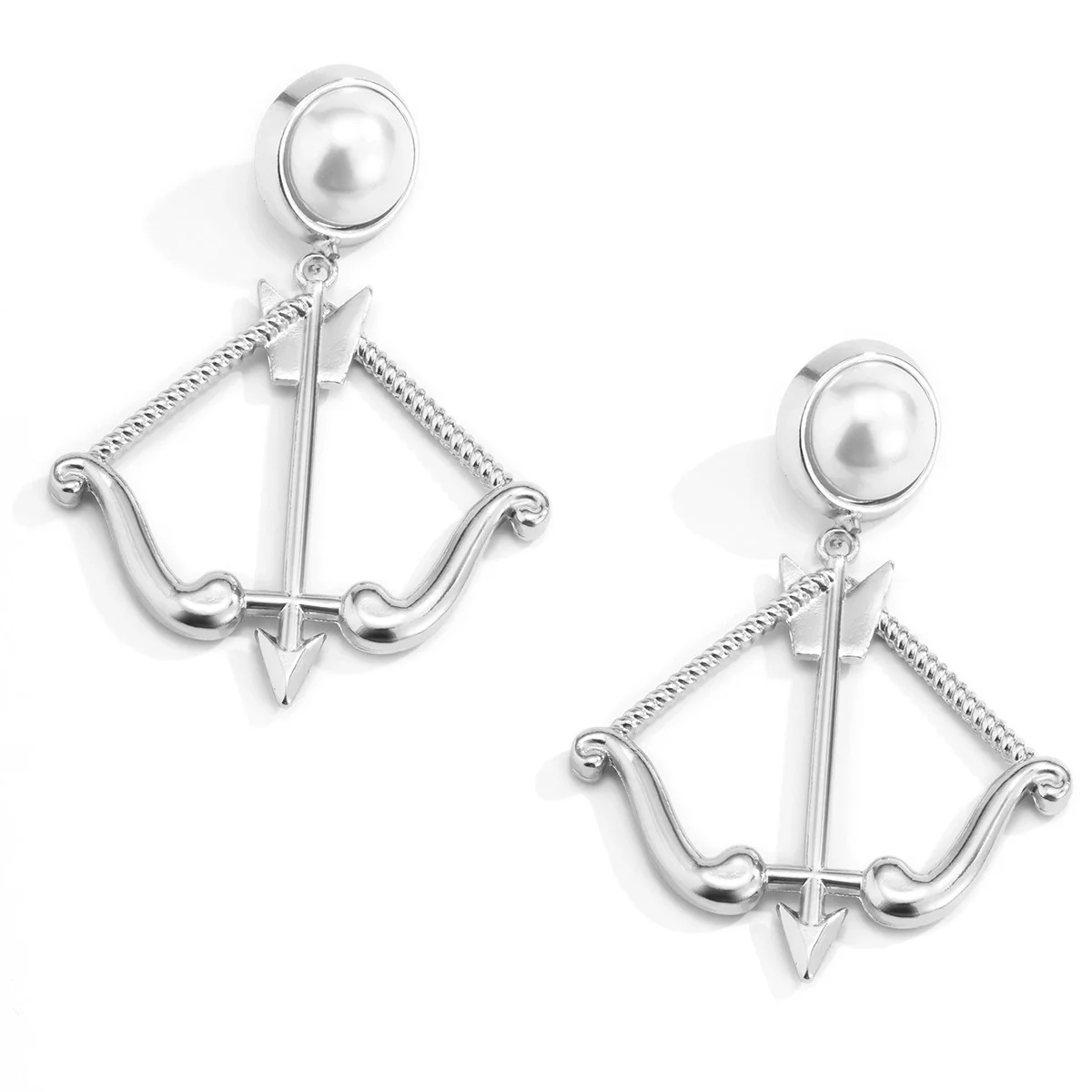 

New Style Personality Bow and Arrow Geometric Hip hop Alloy Pearl Earrings