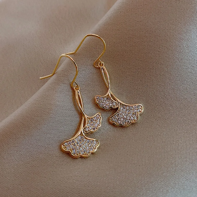 

fashion jewelry trendy crystal drop zircon earring fan