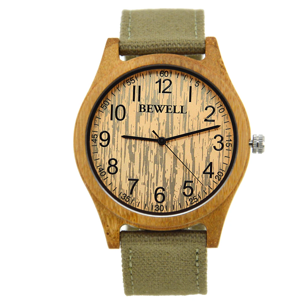 

Wholesale Bamboo Watches Men Custom Logo Cheap Carbonized Bamboo Watch with handmade canvas strap