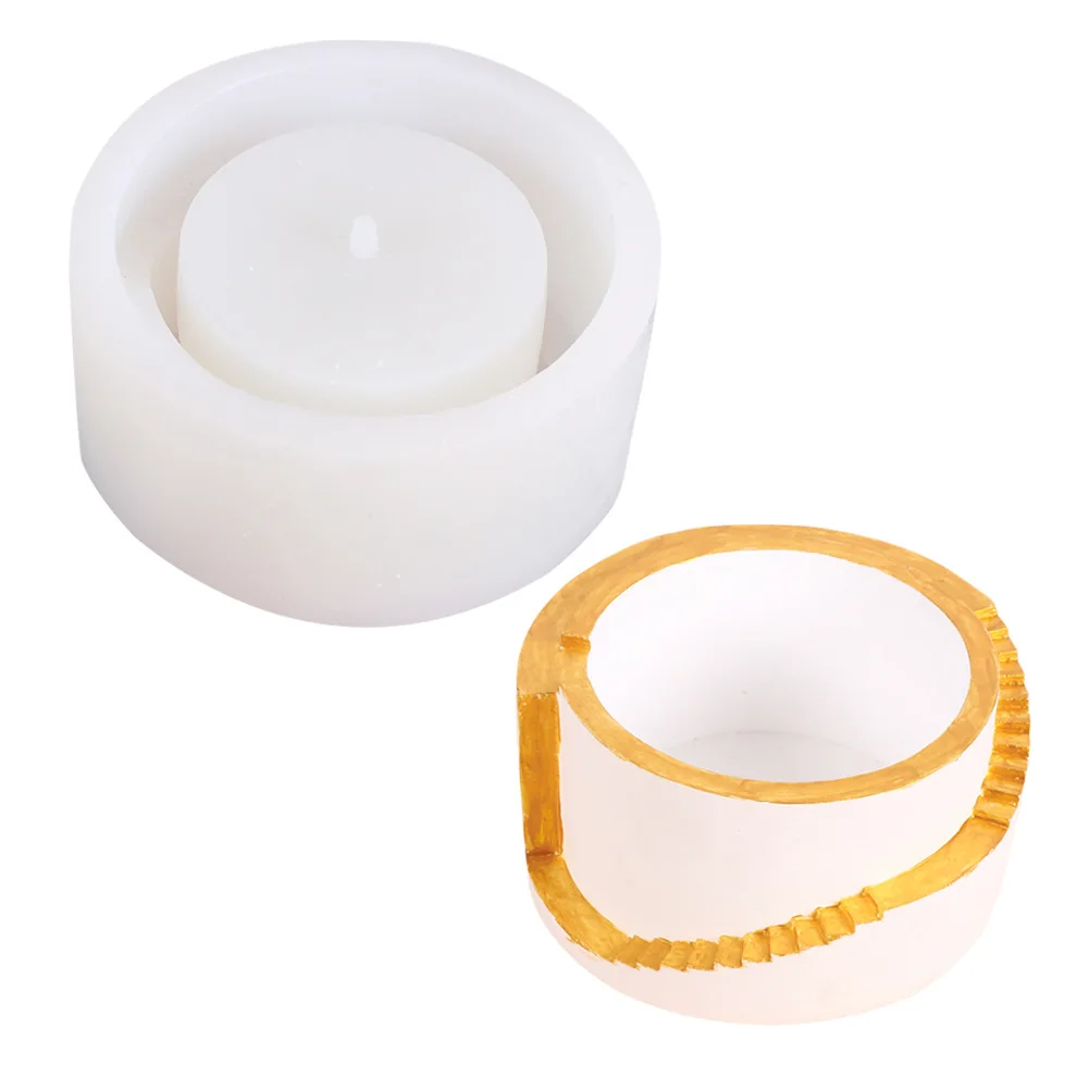 

Silicone molds for concrete cement flower pots DIY round ladder planter pot mold, White