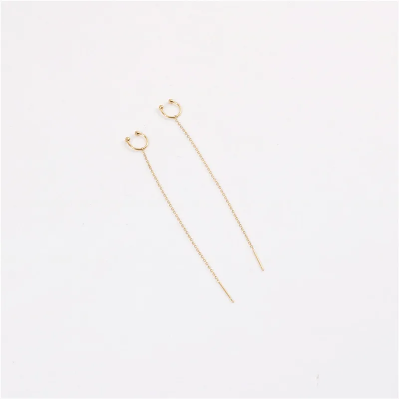 

Earrings Lengcai Stainless steel jewelry 18K gold wholesale 2021 Hot sail Chain Ear clip Party