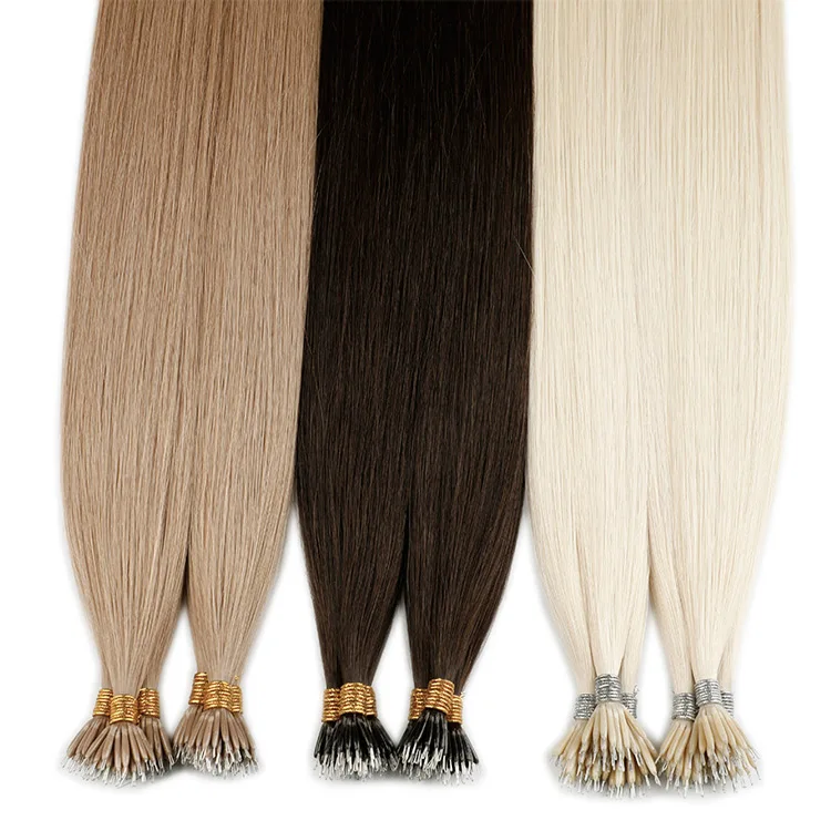 LeShine European Russian Nano ring Hair Extensions De Cabello 100human Remy Blonde Double Drawn Remy Nano Ring Human Hair Exte details