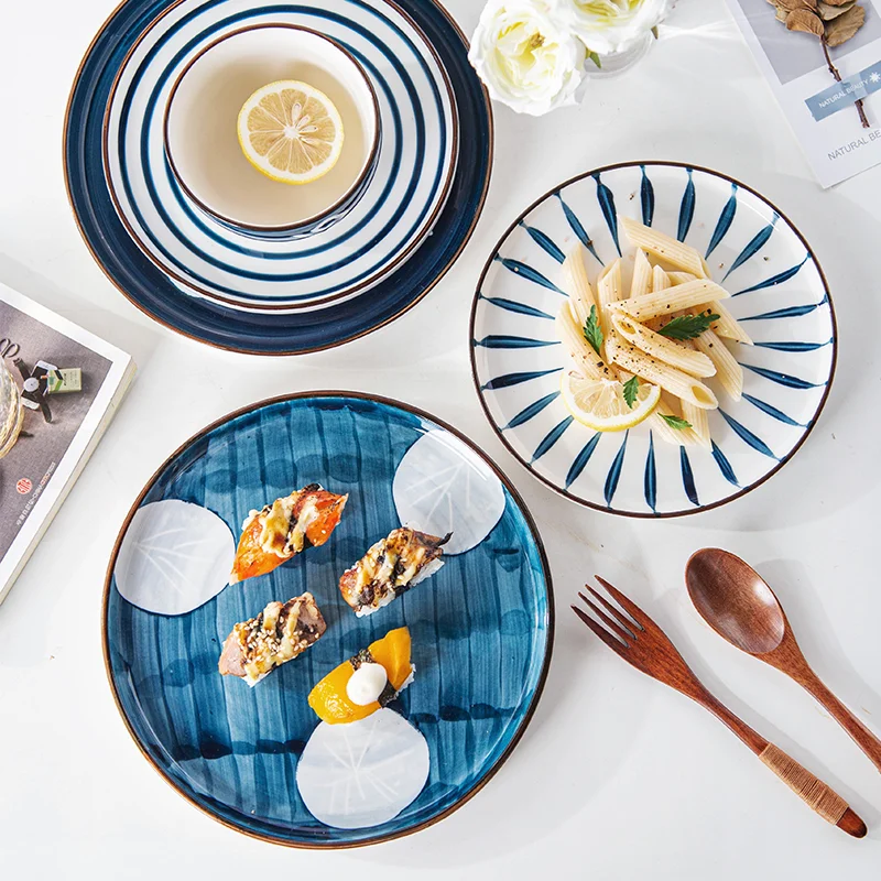 
Japanese style ceramic disc personalized dessert hand painted ceramic disc 