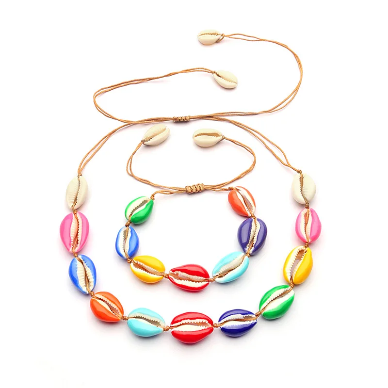 

Big shell chain necklace colored shell choker necklace