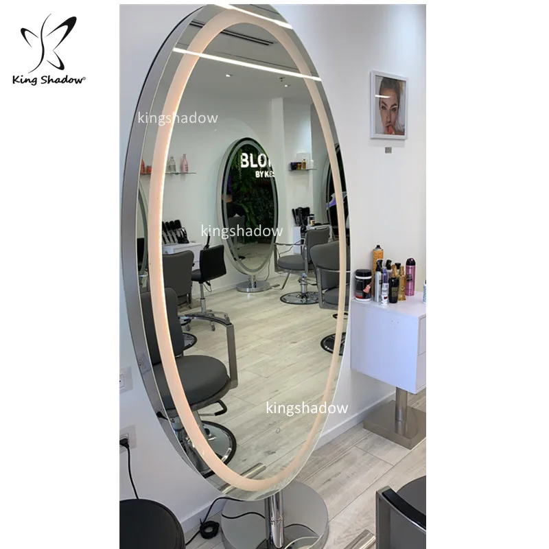 
Classic French Style LED Double Hairdressing Stations Salon Styling Mirror Station With Stainless Steel Base  (62253720472)