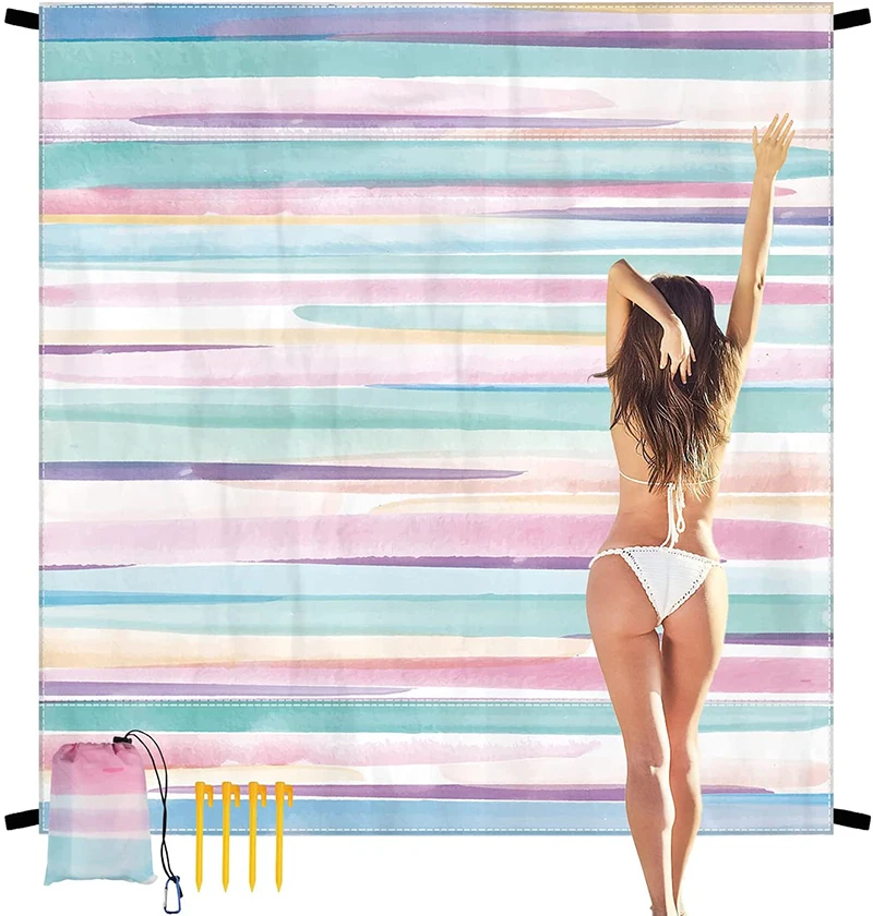 

Custom Printing Sandproof Beach Blanket Oversized Outdoor Picnic Blanket Extra Large Picnic Blanket