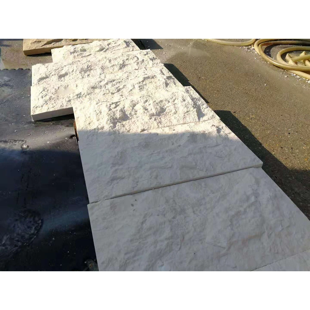 Split Face Rock White Beige Limestone Flagstone Stacked Wall Stone
