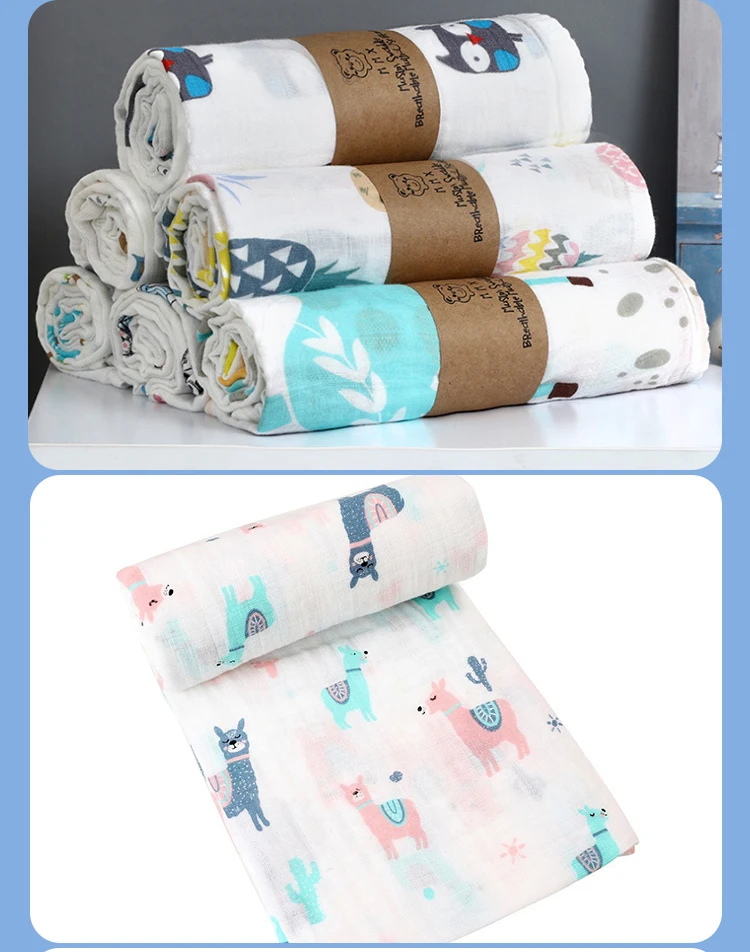 Baby Blankets Newborn Muslin Swaddle Wrap Cotton Inbakeren Double Gauze ...