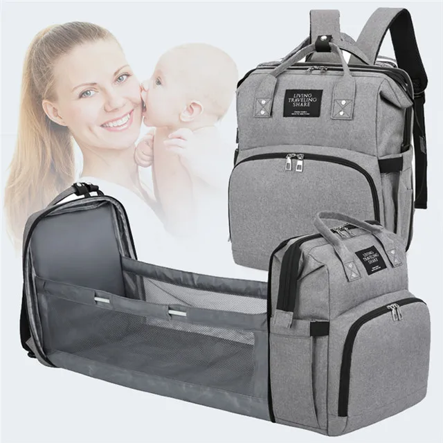 

Waterproof Travel Backpack With Baby Bed Foldable Mommy Nappy Diaper Bag