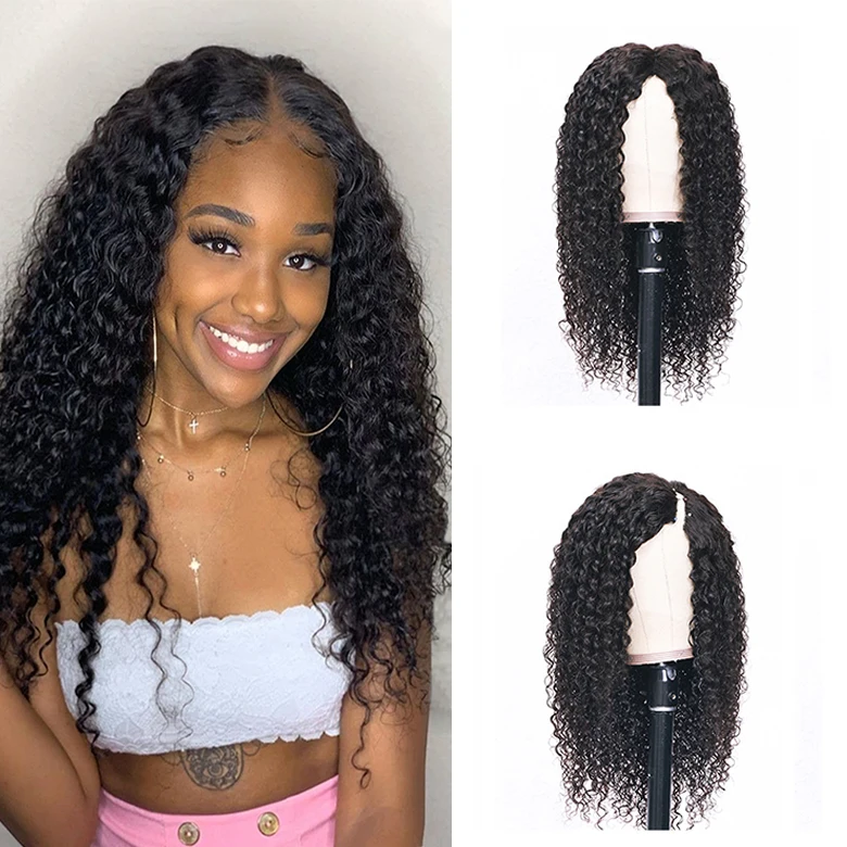 

Wholesale V Part Wig Human Hair Wig,Machine Made Human Hair Thin Part Wig,Straight Peruvian V Part Curly Wigs For Black Women