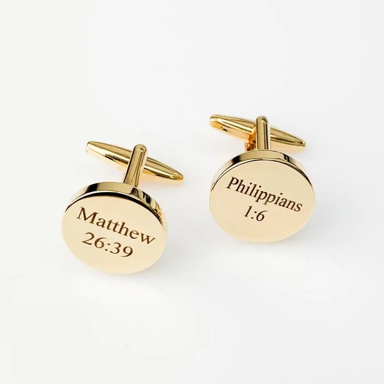 

High Quality Wedding Gifts Personalized Engraved Stainless Steel Gold Plated Custom Cufflinks Men