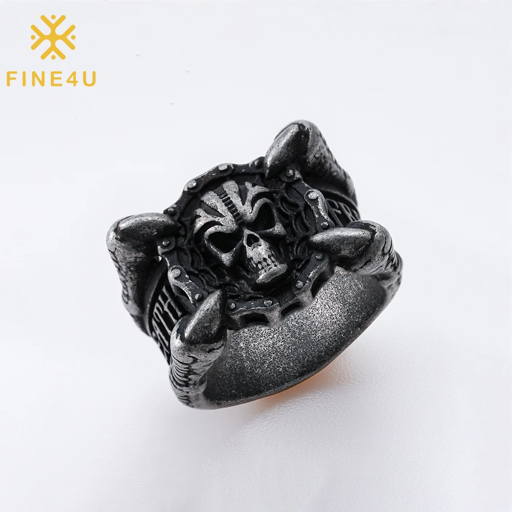 

Wholesale Fashion Jewelry Anillos De Acero Calavera Punk Retro Gothic Stainless Steel Casting Skull Ring