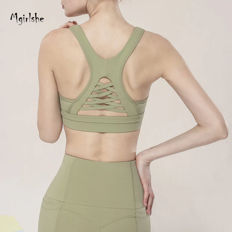 

Mgirlshe Eo-friendly Running Sports Clothing Women Gym Fitness Outfit Clothes Free Girls Yoga Workout Green Bra, Custom color