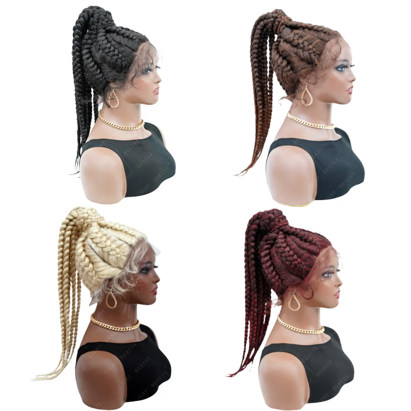 

Braided Lace Front Wig with Baby Hair Handmade Braid 4 Twist Synthetic Wigs for Black Women, Picture
