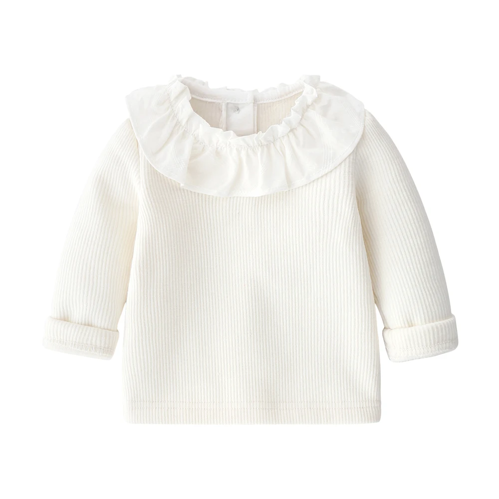 
Autumn Winter Plain Round Collar T-shirt for Baby Girls Long sleeve Flannelette toddler undershirt cute baby clothes 
