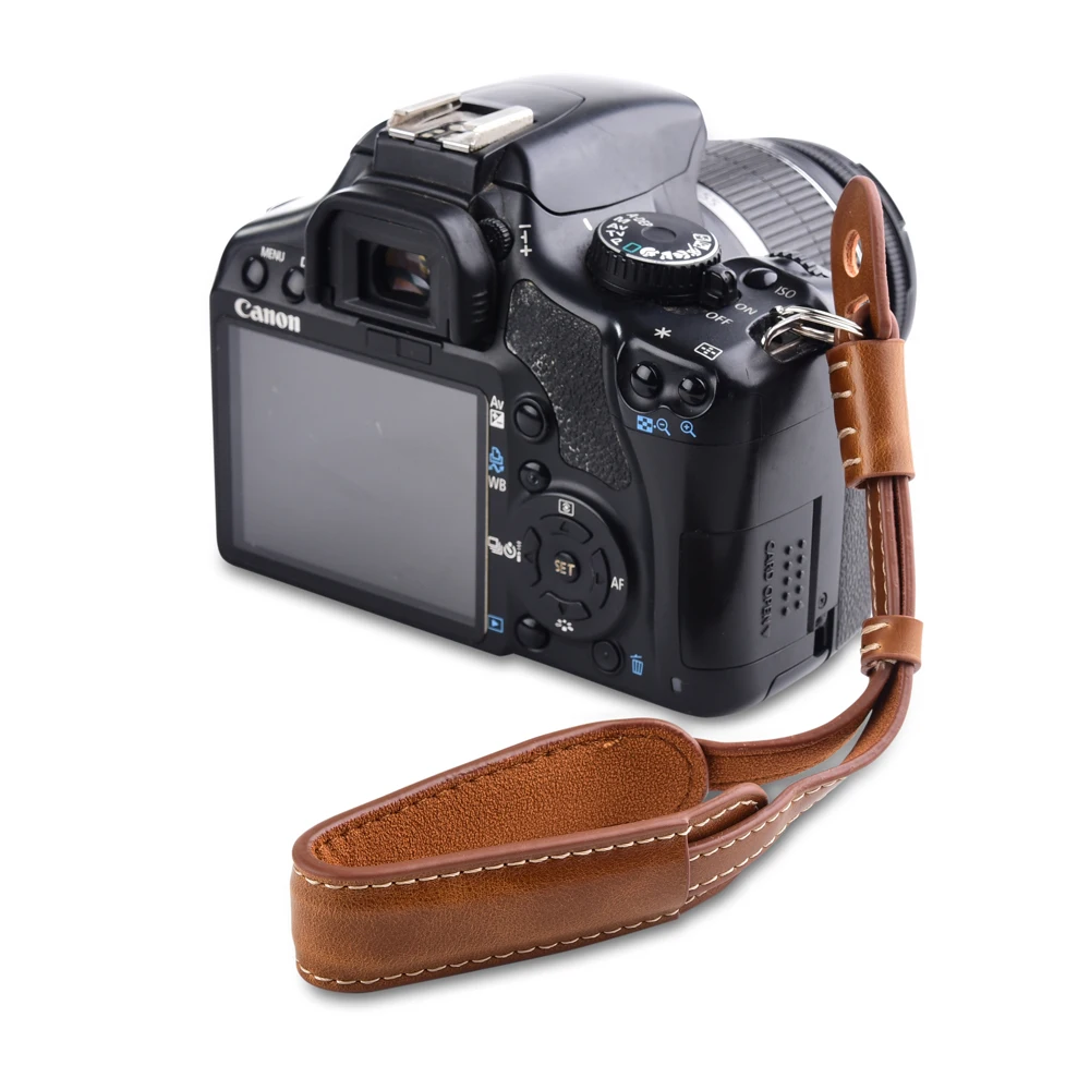 

Chinber Universal Brown Leather Camera Grip Hand Strap, Black, brown, light brown